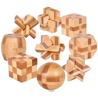 Montessori 3D Puzzles Game Unlock Toys Wooden Kong Ming Lock Lu Ban Lock IQ Brain Teaser Educational Toy for Kids Children Adult 1