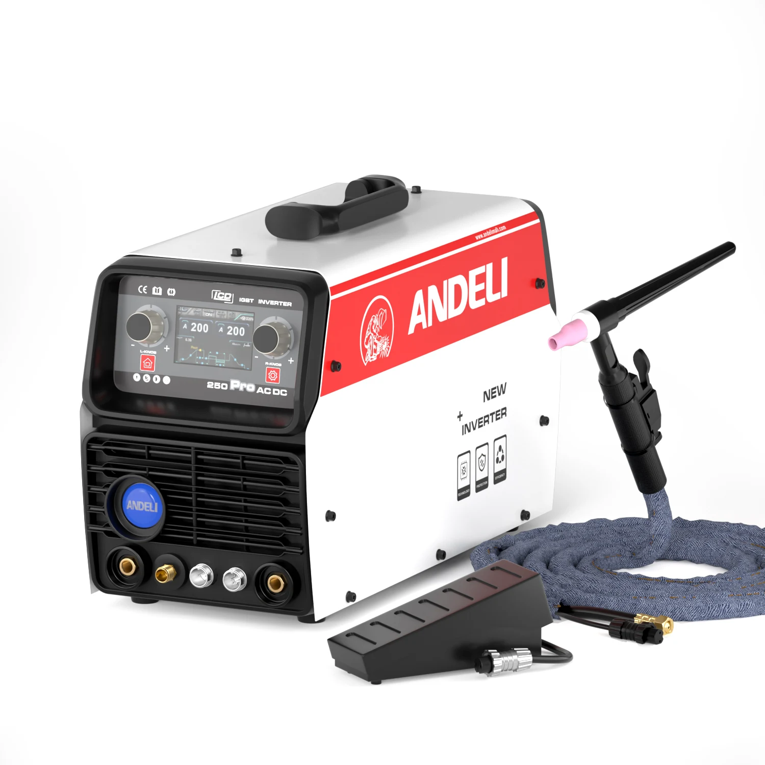 ANDELI LCD Smart Tig-250 Pro 6 in 1 AC DC HF TIG Pulse Cold MMA Multifunctional Aluminium TIG Welding Machine