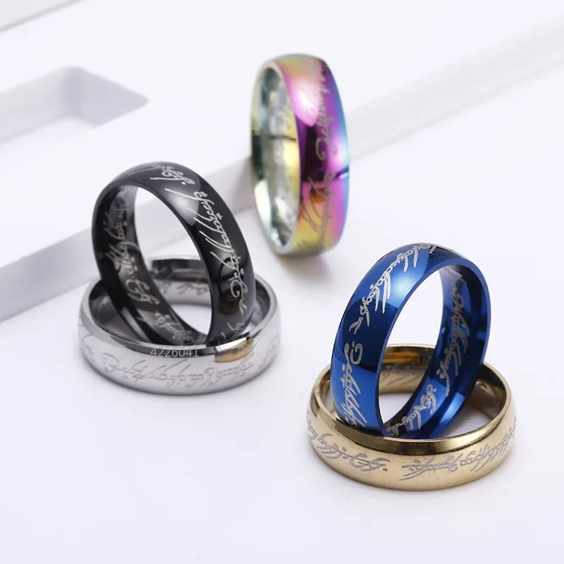 Stainless Steel Laser Engraving Couples Wedding Rings for Men and Women Fashion Movie Jewelry Gifts wedding rings