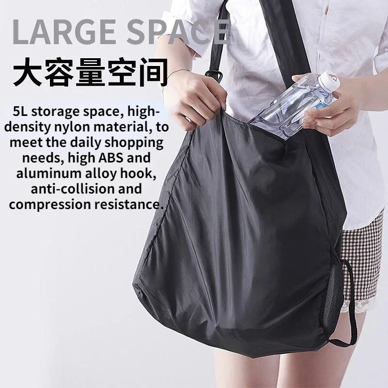 Eco-Friendly Reusable Foldable Shopping Bag with Mini Organizer Hooks - Large Capacity