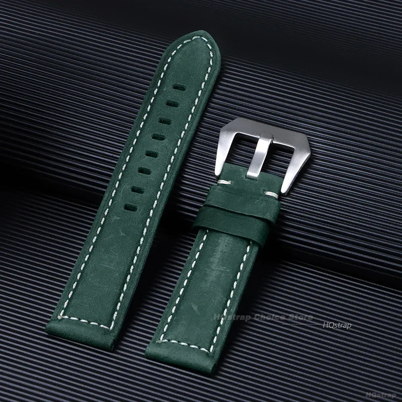 Vintage Matte Genuine Leather Watchband Bracelet - Black, Blue, Brown