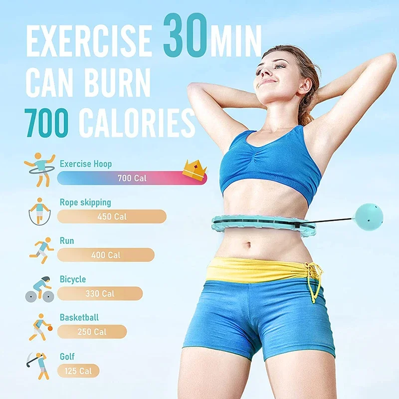 Weighted Hula Circle Hoops for Adults Weight Loss Plus Size 2 in 1 Adjustable with Detachable Knots
