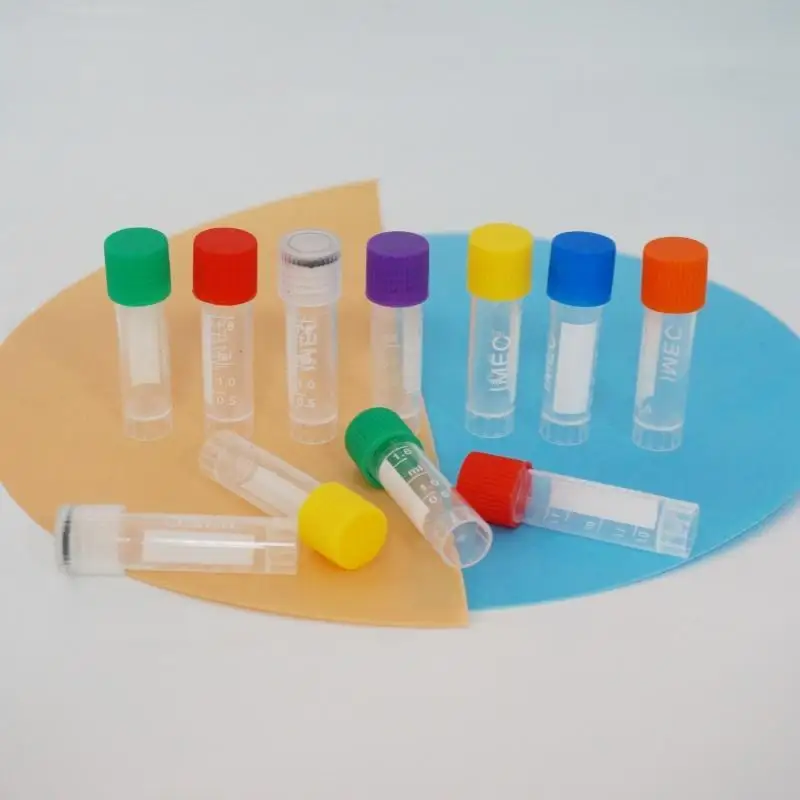 Laboratory Graduated Plastic Freezing Tube Cryo Preservative Vial Sample Cryovial Colorful Cover 50pcs/lot