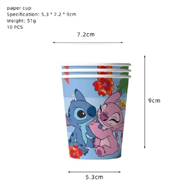 Disposable Tableware Disney Lilo and Stitch Birthday Party Supplies Disposable Tableware Paper Cup Stitch For Cup Boy Kids Girls Baby Shower Supplies