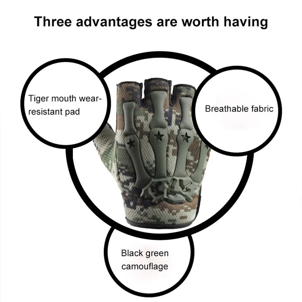 قفازات بدون أصابع مانعة للإنزلاق بنصف إصبع للدراجا...