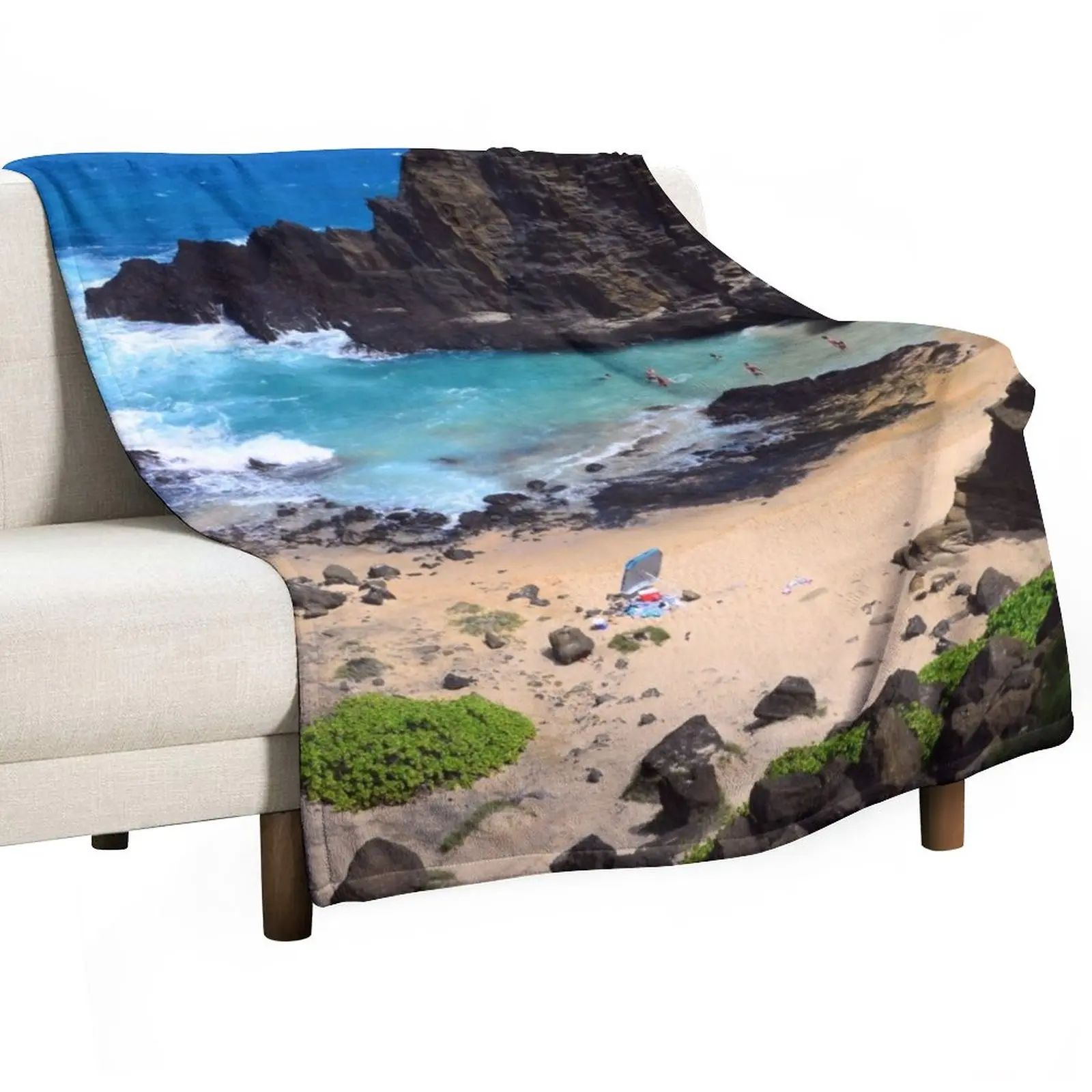 

Forbidden NO TRESPASSING Beach in Oahu, Hawaii Art Photo Throw Blanket Blankets For Baby Baby Blanket