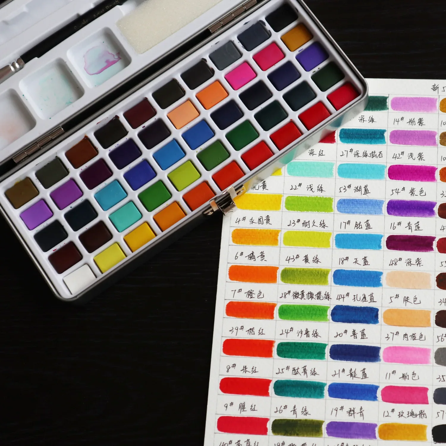 Portable Solid Pigment Water Color Paint Set Solid Watercolor Set with Watercolor Brush Pen for Painting Art Supplies for Artist