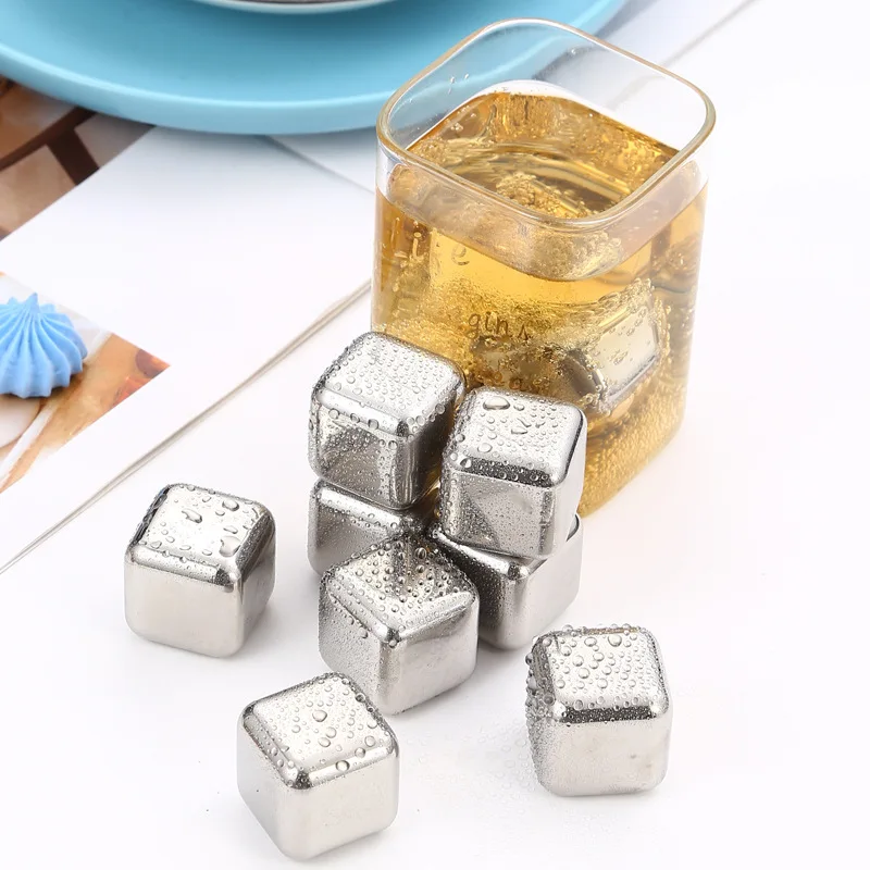 Ice Cubes Whiskey Stones 304 Stainless Steel Metal Ice Cube Quick-frozen 27x27mm