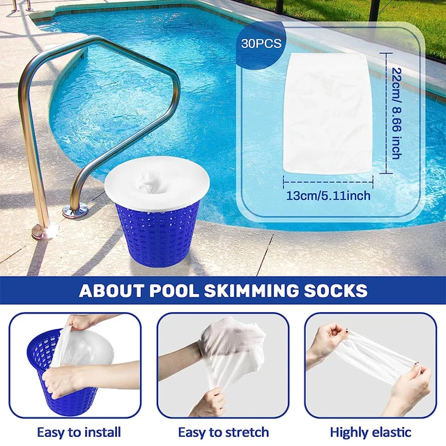 30Db Medence Skimmer Zokni Szűrő Nagy Elasztikus Nylon Kosár Tisztítószűrő Készlet - Image 2