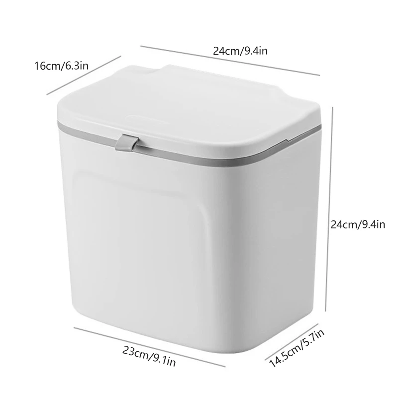 Indoor Compost Bin Kitchen Cabinet Door Hanging Trash Can with Lid Food Waste Bin for Cupboard Bedroom Office Easy Use 87HA