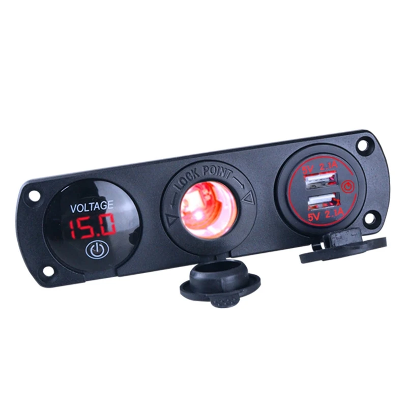 

Car Dual USB 12V Power Socket Digital Voltmeter 3 In 1 Car
