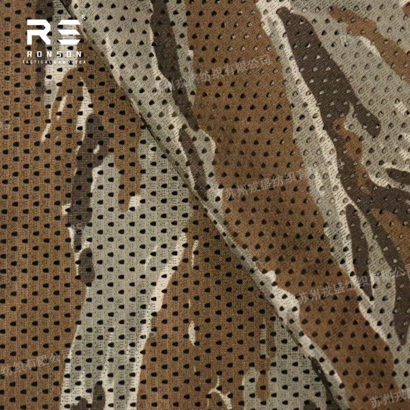 Mesh fabric 120gsm Tiger strip camo camouflage fabric tactical tricot mesh for printed