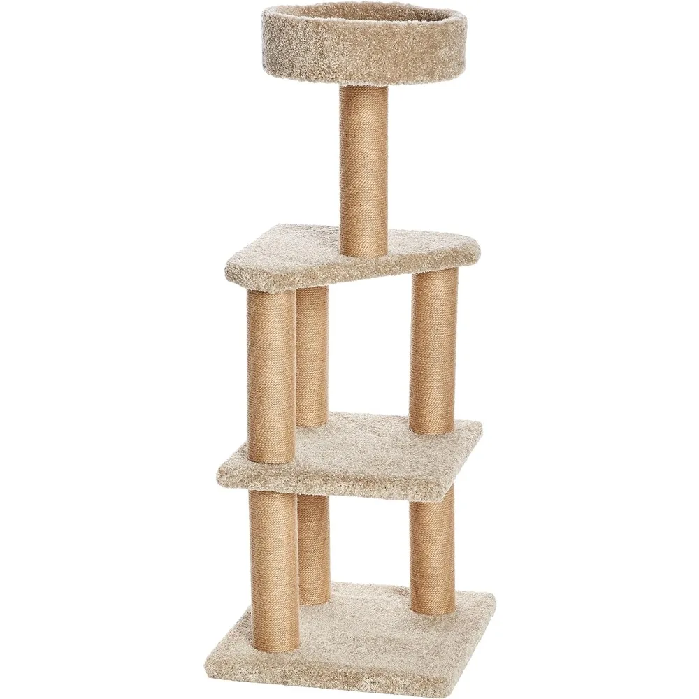 

Amazon Basics Cat Tree Indoor Climbing Activity Tower with Scratching Posts, Large, 17.7" x 45.9", Beige