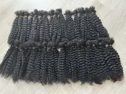 Afro Kinky Curly Locks Hair Extensions Microlocs Human Braiding Hair Bulk Hair For Braiding Natural Black Crochet Braids 4B 4C