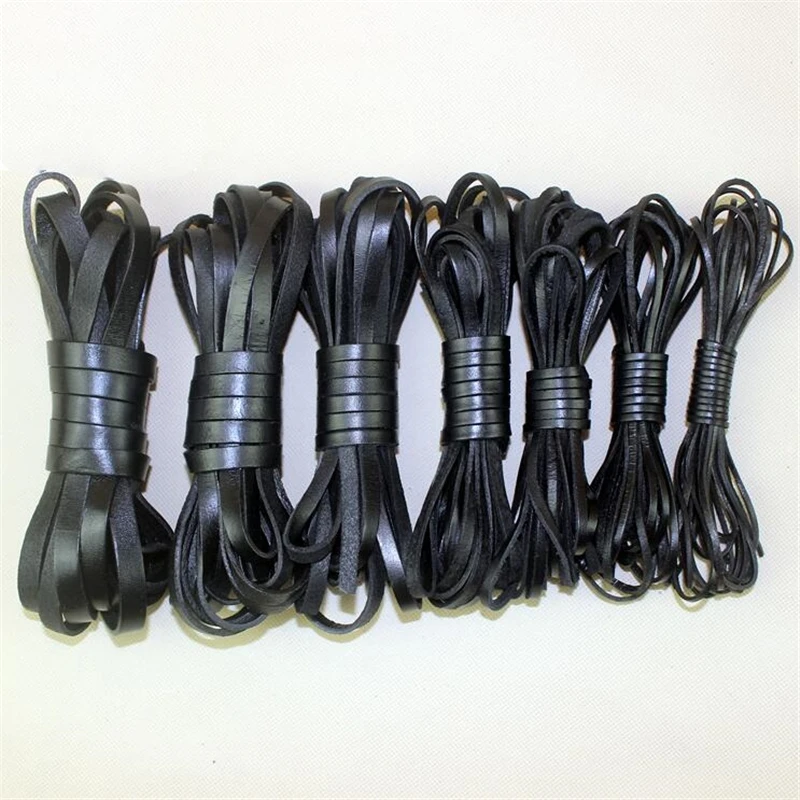 2 Meter flache Schnürsenkel aus echtem Leder, Rindsleder-Streifenschnur, Flechtschnur für DIY-Armbänder, Halsketten, Schmuck, Schuhe, Basteln – Detail 3