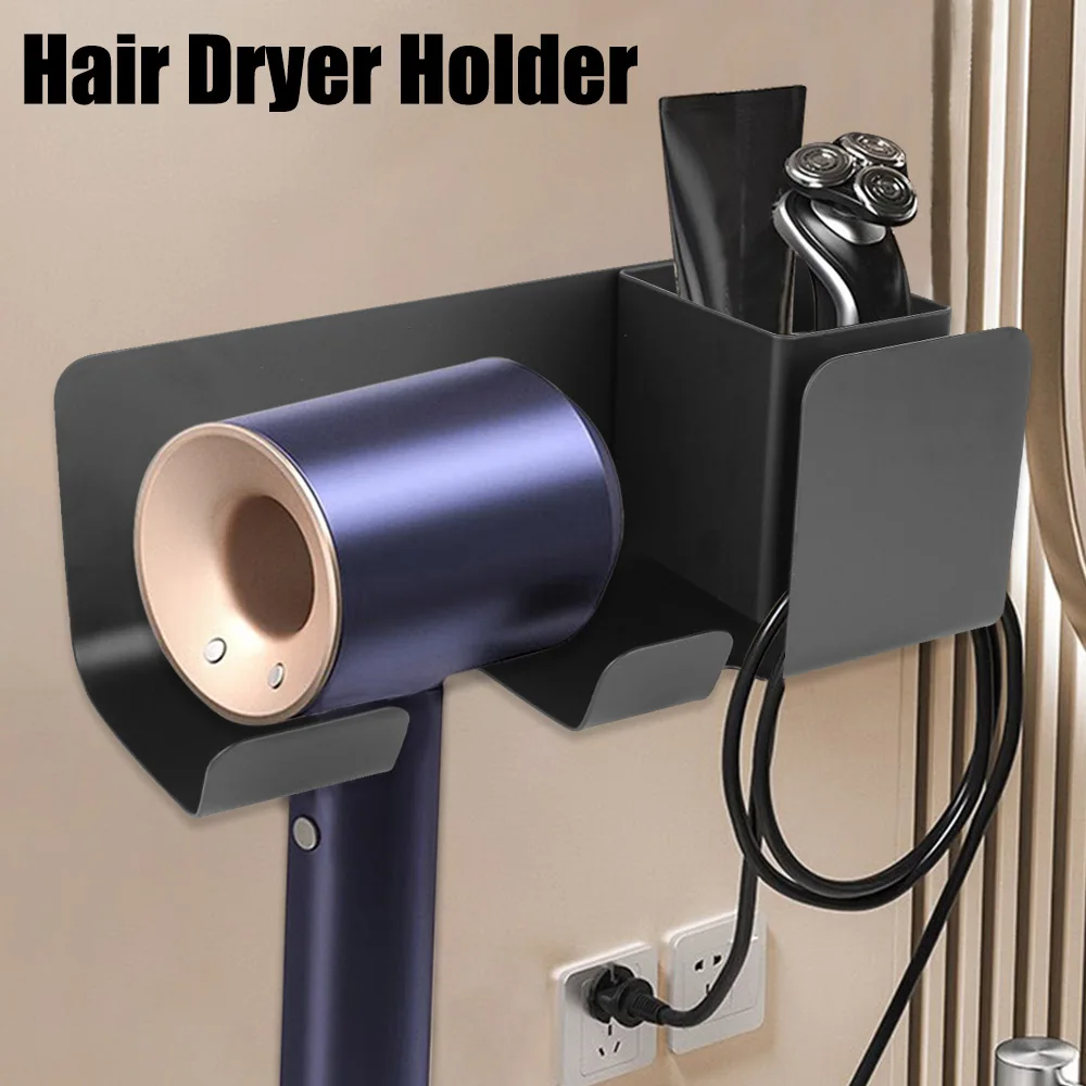 

Wall Mounted Aluminum Multifunctional Storage Shelves Storage Rack Hairdryer And Straightener Holder Hair Dryer Organizer Rack