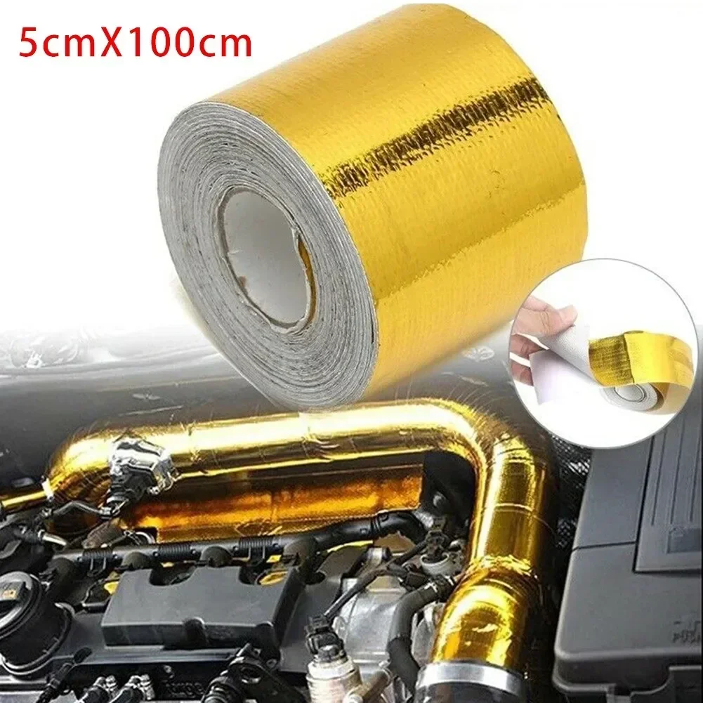 Heating Shield Wrap Tape Thermal Exhaust Tape Air Intake Heat Insulation Shield Wrap Reflective Universal 1Roll