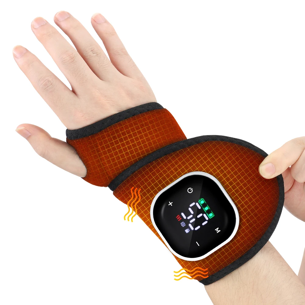Red Light Wristband Heating Vibration Cordless Wrist Massage Pad for Hand Joint Relief 5 Levels Hot Compress Massager Wrap Brace