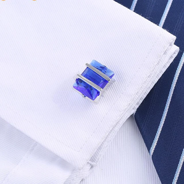 Cuff Links New Fashion Navy Blue Rhinestones Mens French Style