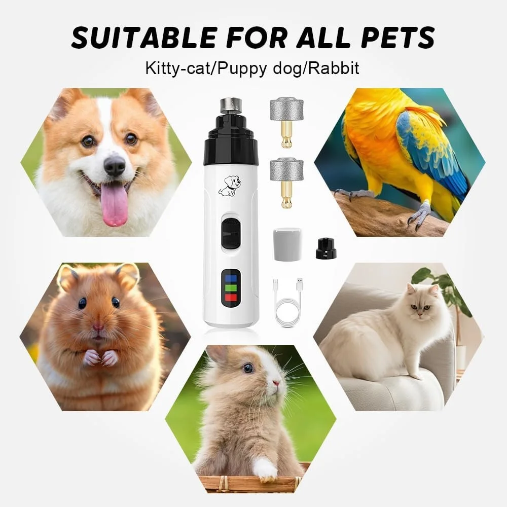 Silent Groom Pro Dog Nail Grinder-2-Speed Electric Rechargeable Pet Nail Trimmer Quiet Painless Pet Paws Grooming Smoothing Tool pet nail grinder