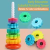 Rainbow Turret Stacking Music Color Nesting Ring 1-3 Years Old Infant Baby Turn Turret Puzzle Early Education Toys 1
