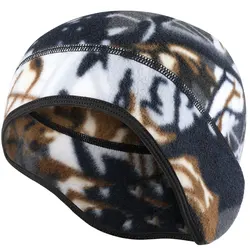 Cozy Winter Fleece Beanie with Ear Warmer and Windproof Protection (Camo Gray)