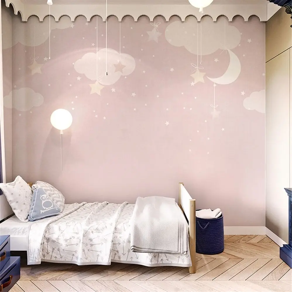 estrela nuvem papel de parede, decoração do
