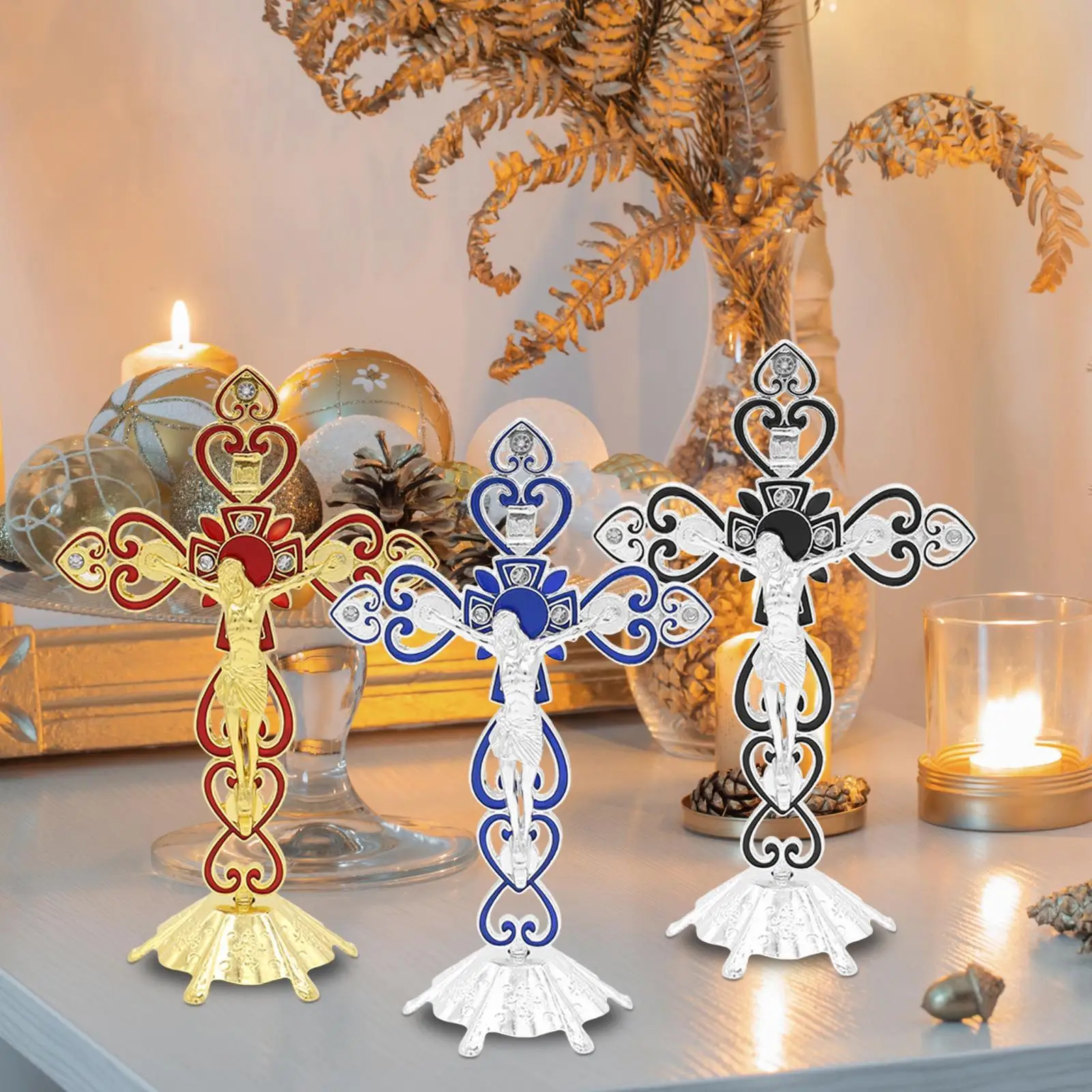 Religious Crucifix Stand Wall Cross Jesus Altar Table Cross for Prayer Fine