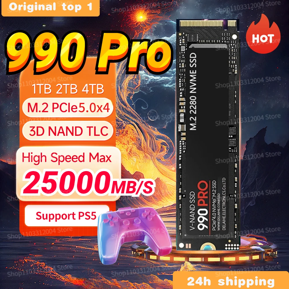 

Brand Original M2 SAM SSD high speed 4TB 2TB 1TB 990PRO SSD Internal Solid State Disk PCIe Gen5.0 X 4 NVMe for PS5 PS4 PC Laptop