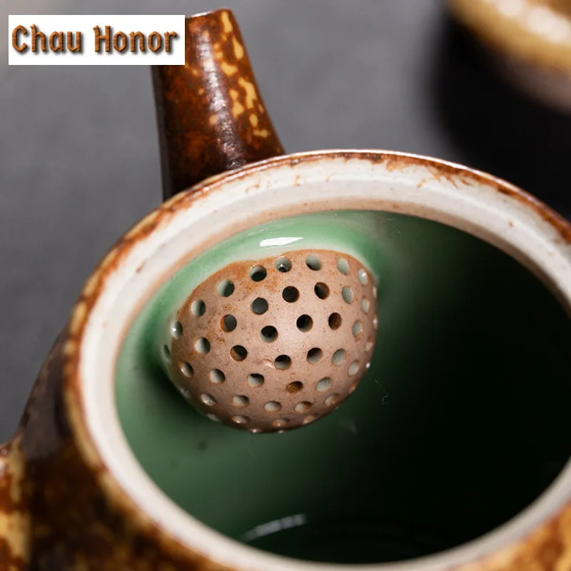 Handmade Longquan Celadon Kiln Change Tea Set Complete Set Retro Tea Ceremony Set Teapot And Tea Cup Set Teaset Collection Gift