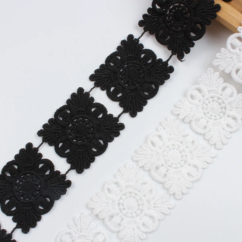Lace Accessories 2Yards/Lot White Water Soluble Lace Trims Embroidered Mesh Ribbon DIY Appliques Handmade Sewing Tull Craft Underwear Supplier