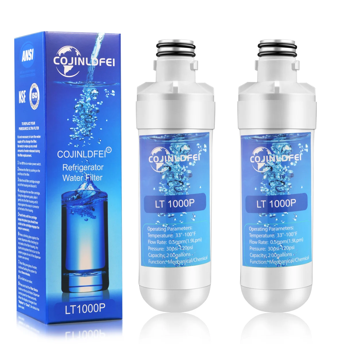 LT1000P Water Filter Replacement, Compatible with LG Models: ADQ747935, MDJ64844601, LMXS28626D, LT1000PC, LT-1000PC