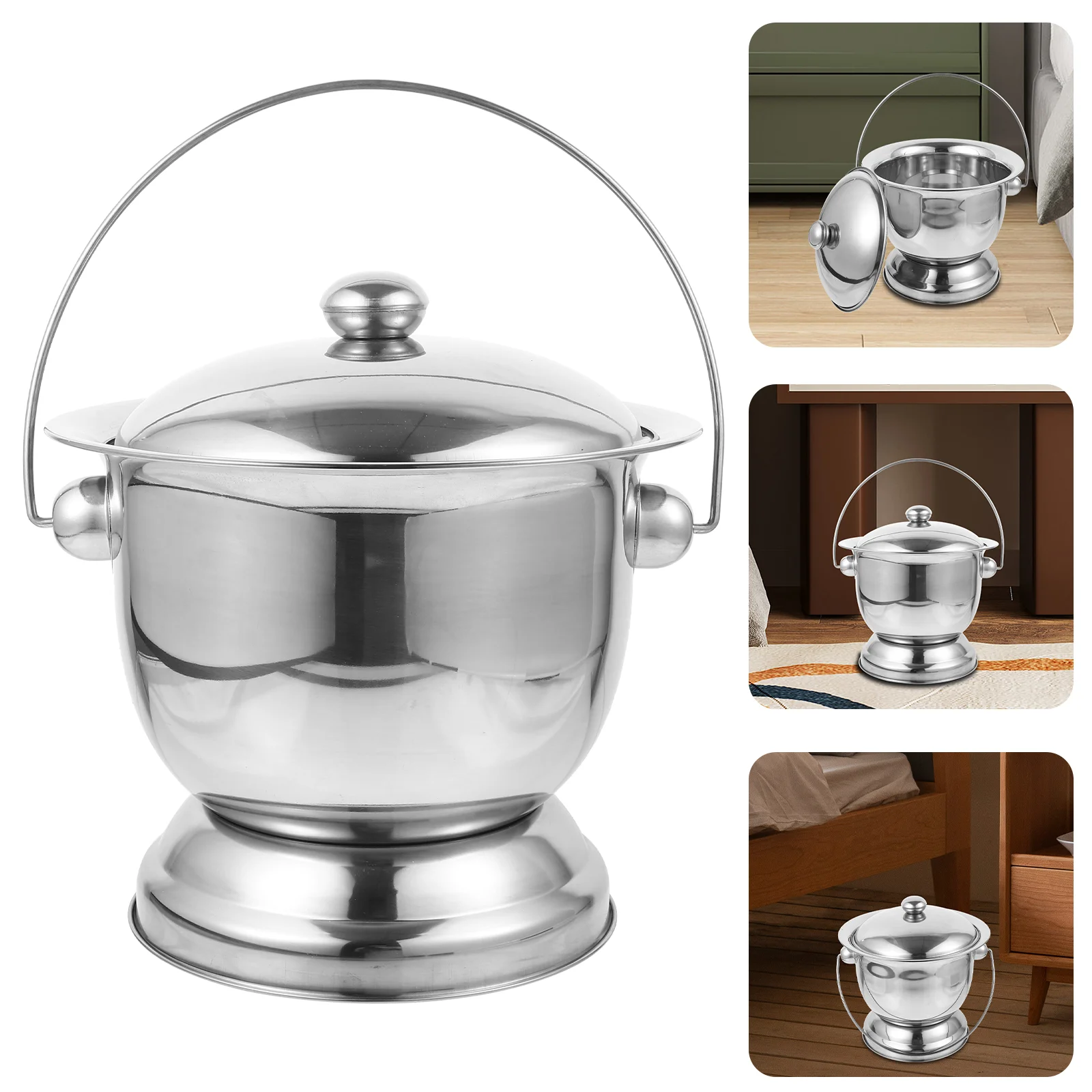 

Potty Stainless Steel Urine Bucket Metal Spittoon Patient Care Accessories Portable Elderly Urinal Chamber
