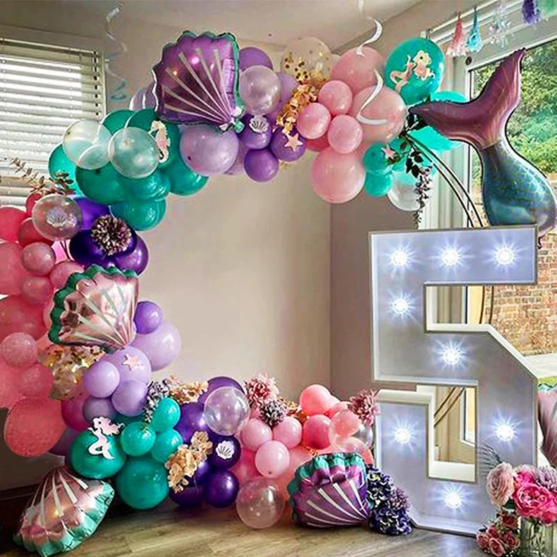 97pcs Mermaid Tail Shell Balloon Arch Under The Sea Mermaid Birthday