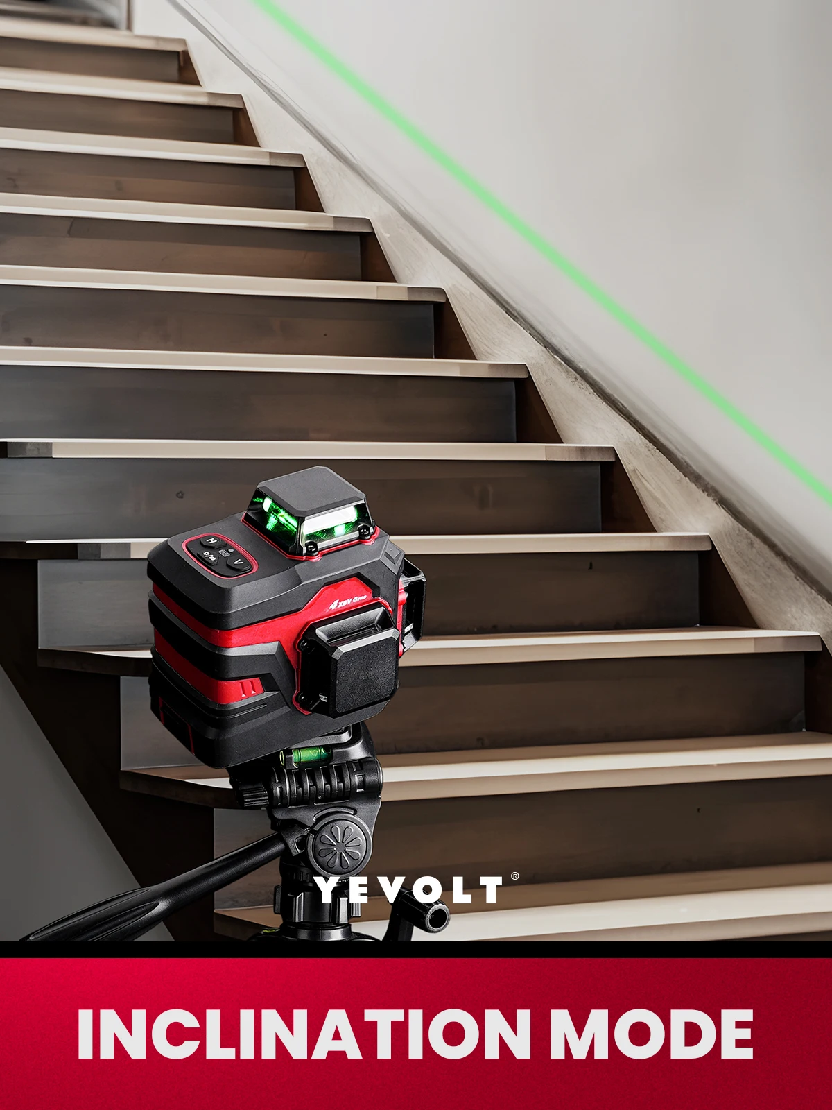 YEVOLT-3-Plane Green Beam Laser Level, 3D, 12 Linhas Com Tripé.