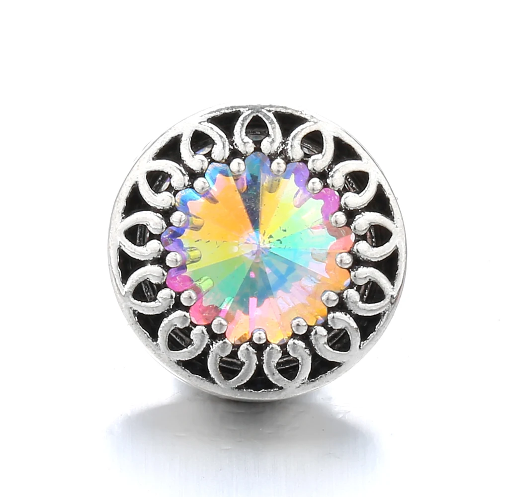 20pcs Hollow Box Crystal Flower 18mm Snap Button Fit Snap Bracelet Jewelry Snaps Buttons