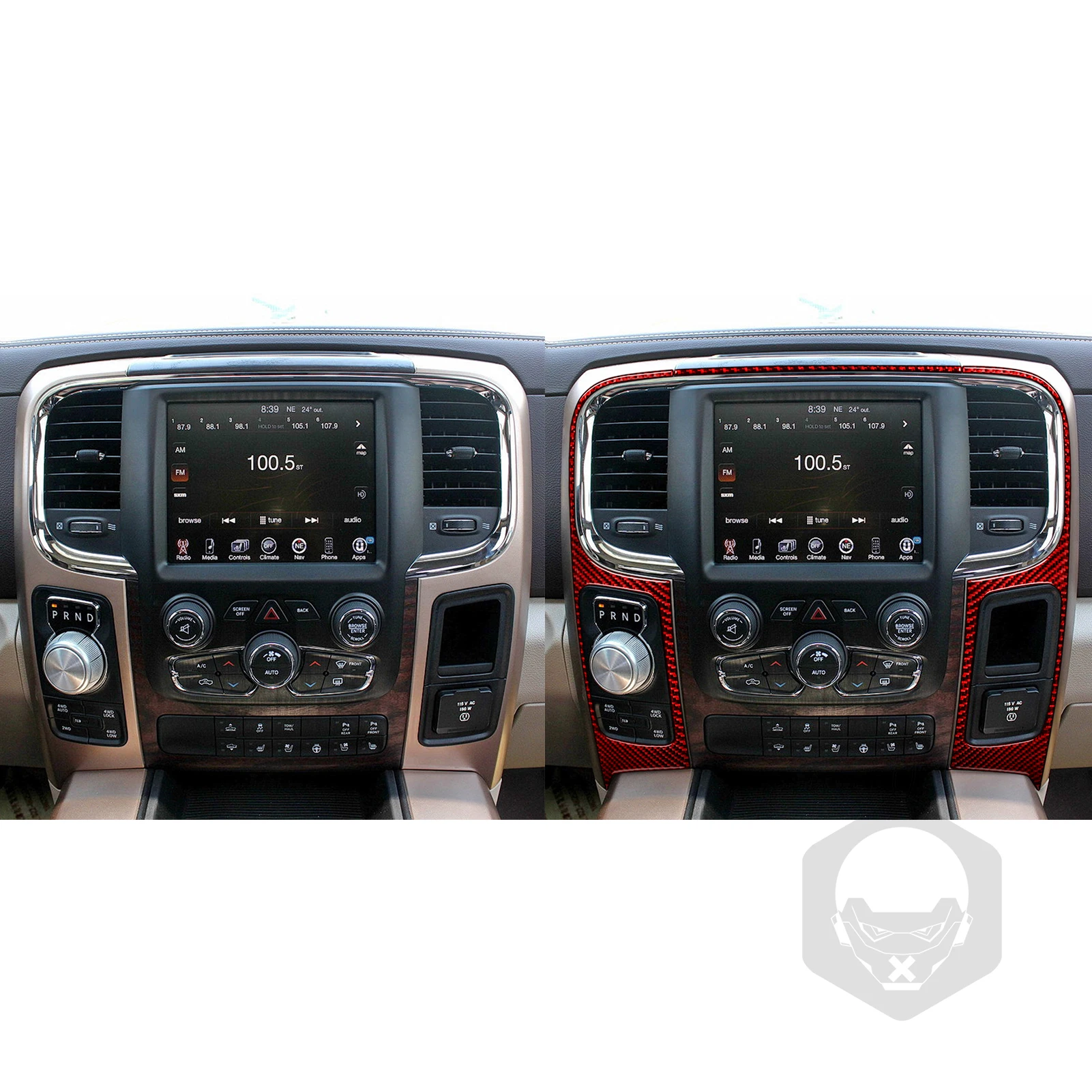For Dodge Ram 2013 2014 2015 Central Air Outlet Temperature Display Control Panel Cover Trim Carbon Fiber Accessori Interior