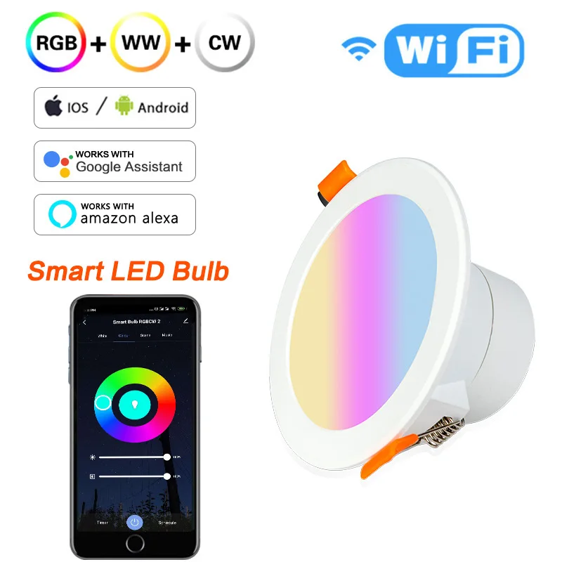 

1/2/4PCS Tuya Smart LED Downlight WiFi LED Ceiling Recessed Down Light Dimmmable Spot Lamp 5W 7W 9W 15W RGB +CW+WW Changeable