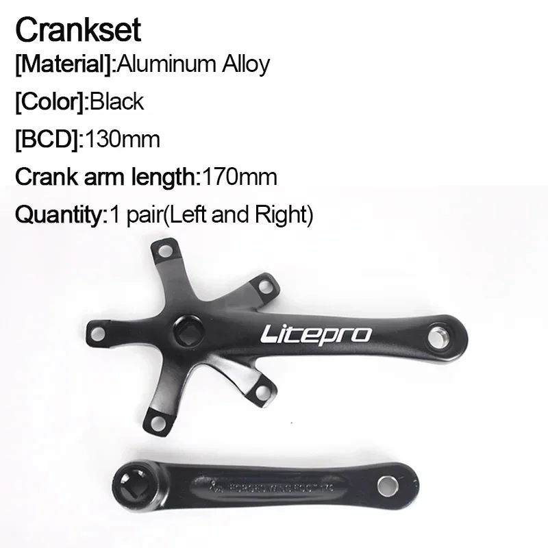 Litepro 130BCD Fahrrad Kurbelgarnitur Aluminiumlegierung Faltrad Kurbelgarnitur 45T 47T 53T 56T 58T 130 BCD Rennrad Kurbelgarnitur – Detail 5