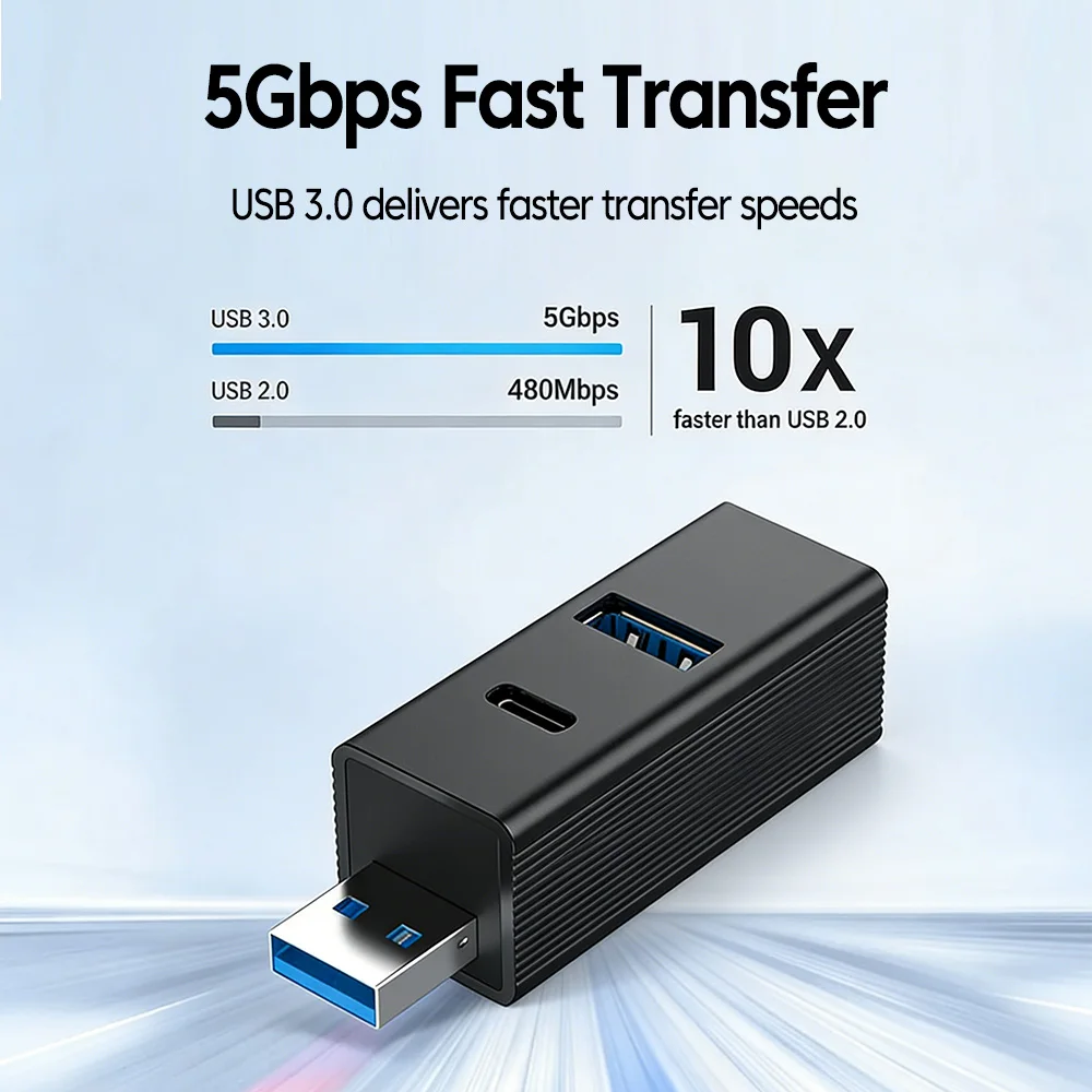 Versatile High-Speed 4-Port USB Hub Splitter