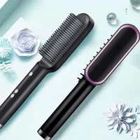 Adjustable Tourmaline Ceramic Hair Comb with 5 Levels - Multifunctional Curling Iron Brush 1
