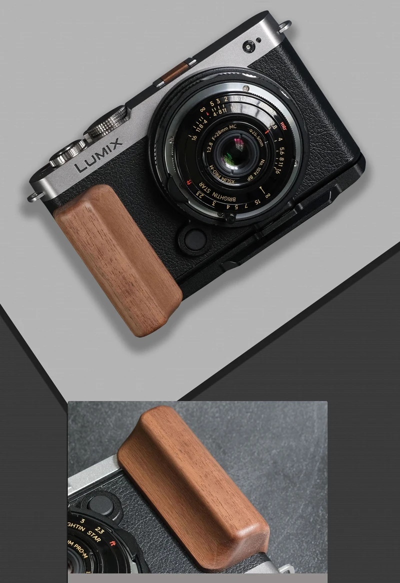 Roadfisher 카메라 우드 핸드 그립 핸들 알루미늄 합금 베이스 홀더 파나소닉 S9용 L 모양 퀵 릴리스 보드
