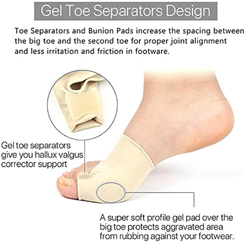 Toe Corrector Orthotics Feet Foot Care Bone Thumb Adjuster Correction Soft Pedicure Socks Bunion Straightener(1 pair / 2 pairs) toe corrector