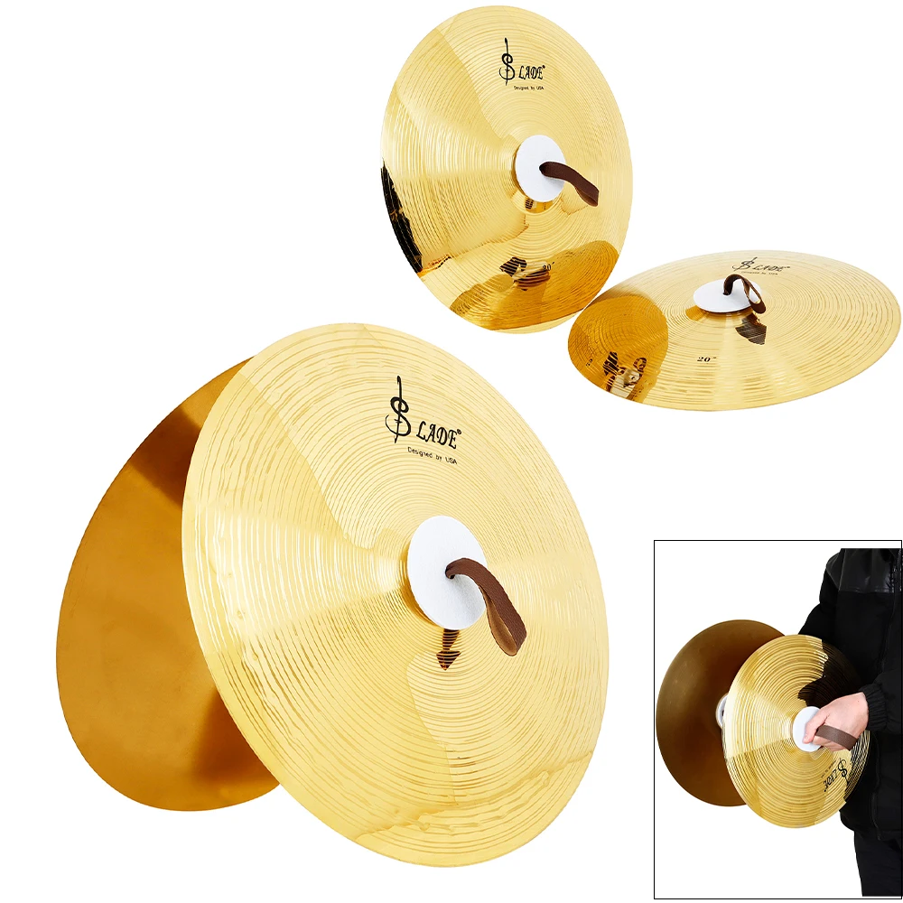 1 Pair Copper Cymbal Alloy Percussion Mount Cymbals Band Percussion Instrument with Finger Rope for Stage Party Musical Toys
