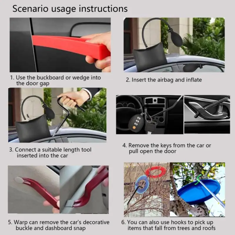 18 Pcs Car Repair Combination Suit Emergency Hand Tool for Car Door Interior Long Hooks Remover Repair Accessory Tools
