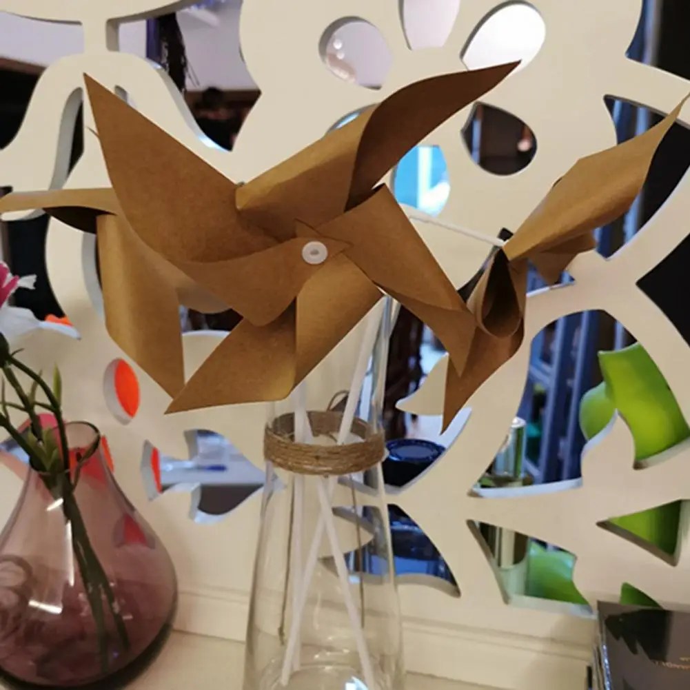 Windmill Spinner 3 Pcs Windmills Fashion Mini Paper Windmills Kraft Paper Wind Spinners