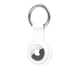 Silicone Protective Keychain Ring for AirTag - Anti-Loss Case Cover (White)