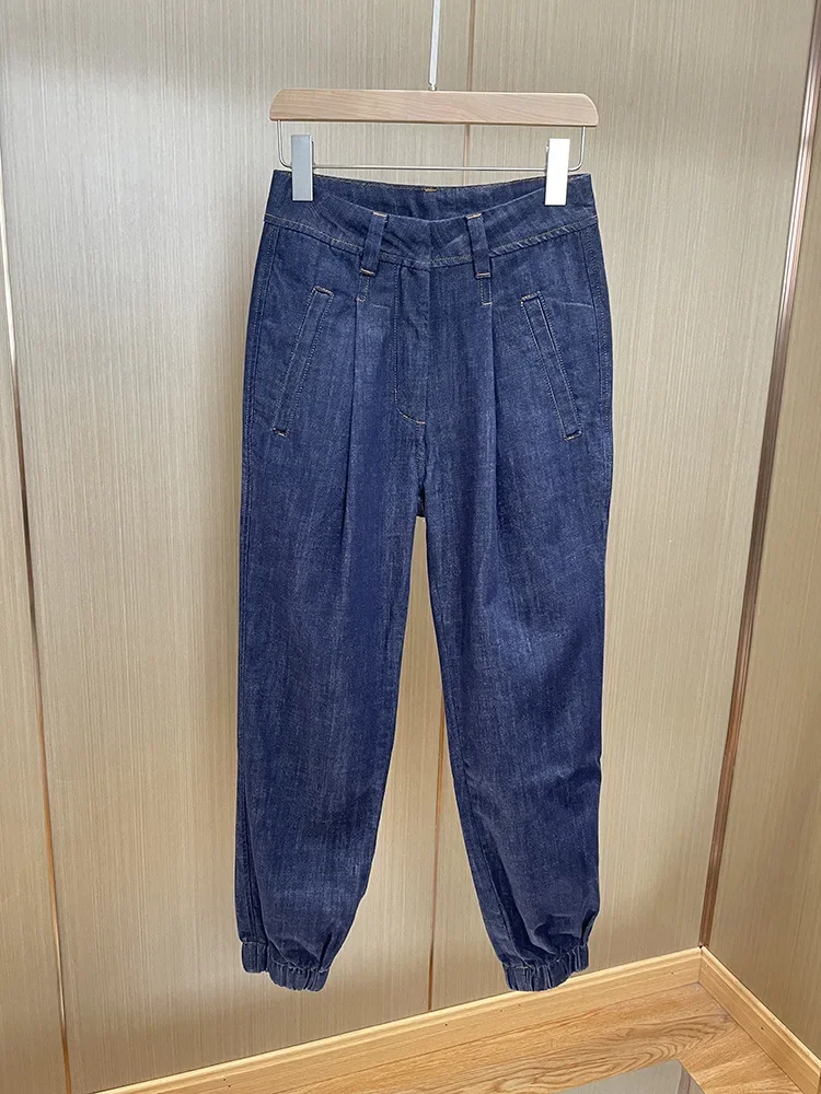 

Women Jeans Zipper High Waist Simple Spring Casual Denim Trousers