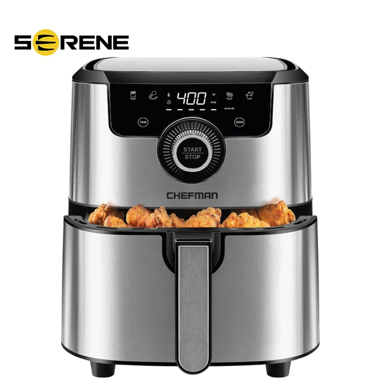 цена CHEFMAN Air Fryer Healthy Cooking, 4.5 Qt,User Friendly and Dual Control Temperature, Nonstick Stainless Steel, Dishwasher Safe