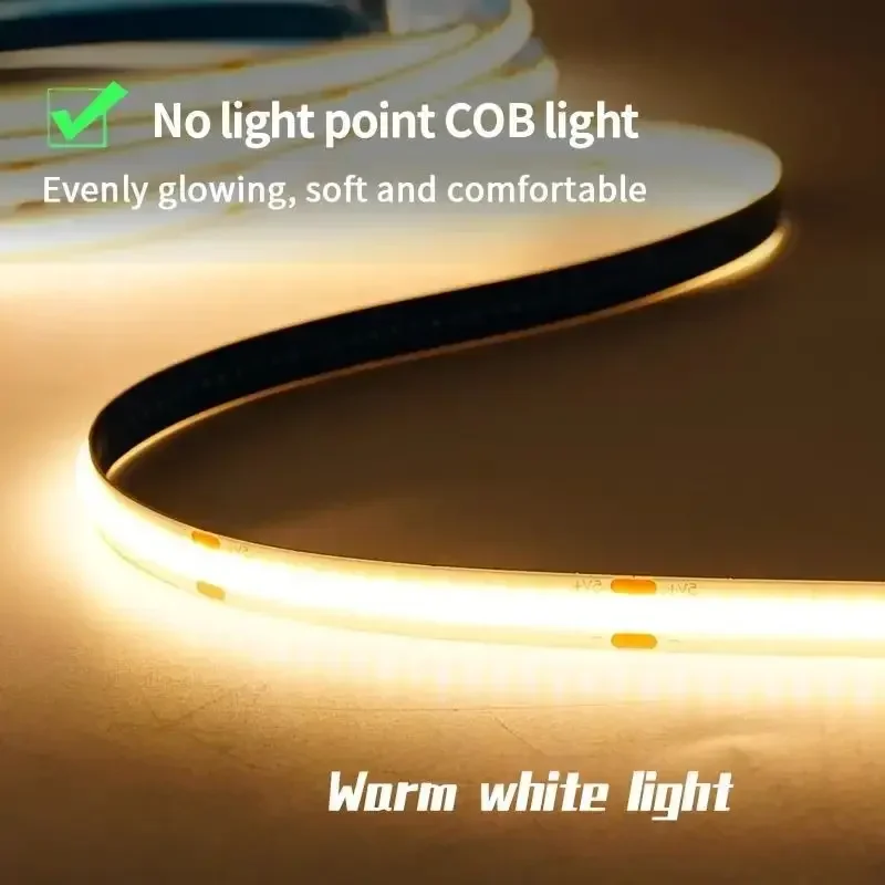 USB LED Light Strip Flexible COB Ribbon 320Leds/m Touch Dimmer Control 5V High Density RA90 Rope Tape Lamp for TV Mirror Cabinet